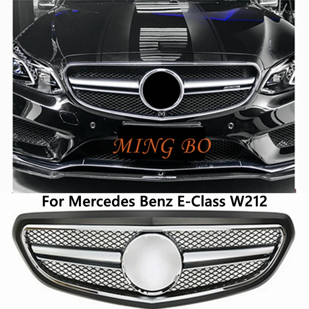 Para a Mercedes-Benz E-Class W212 E250 E300 (european portuguese) 2014 2015 2016 Diamond Prata Carro Preto pára-choque dianteiro, grade de malha facelift