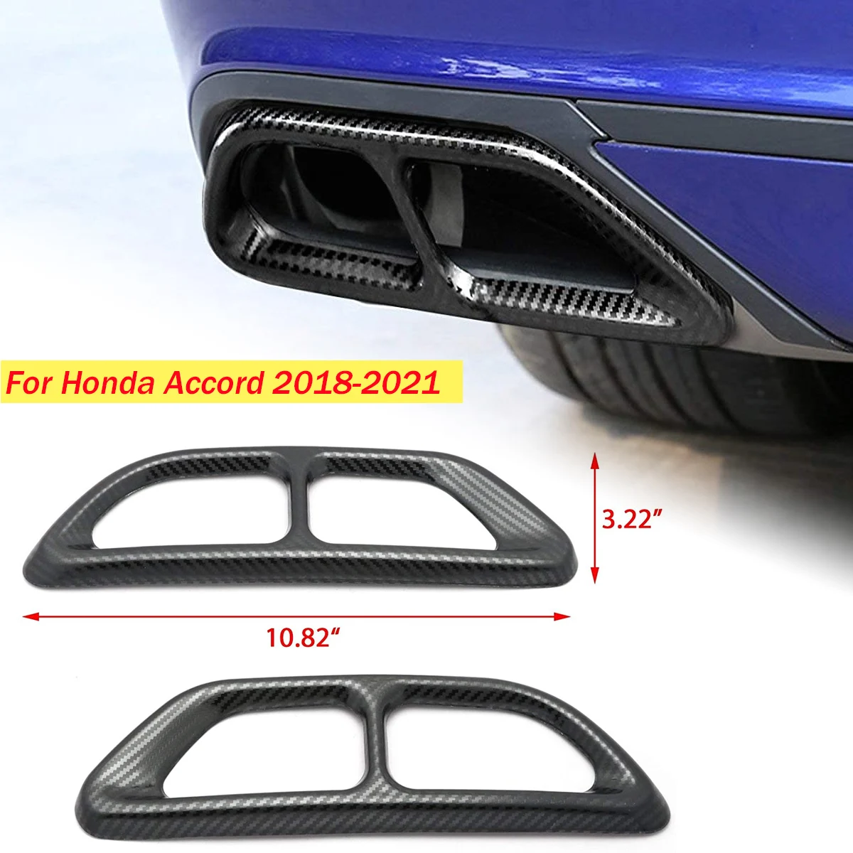 Para Honda Accord 2018-2021 Exterior Pára-Choques Traseiro Tubo De Escape Proteger A Tampa Da Guarnição De Carro Acessórios De Fibra De Carbono Preto Olhar