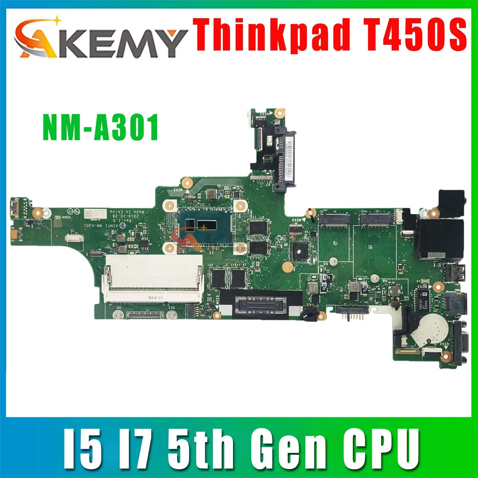 Para Lenovo Thinkpad T450S Notebook placa-Mãe.NM-A302/NM-A301.Com I5 I7 5ª Geração de CPU.T940M GPU e RAM 4G.100% De Trabalho De Teste