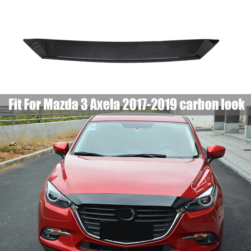 Para Mazda 3 M3 Axela 2017-2019 Grelha Frontal Capô Tampa do Motor Guarnição Protetores do Erro Estilo Carro ABS Lantejoulas Adesivo de fibra de carbono olhar