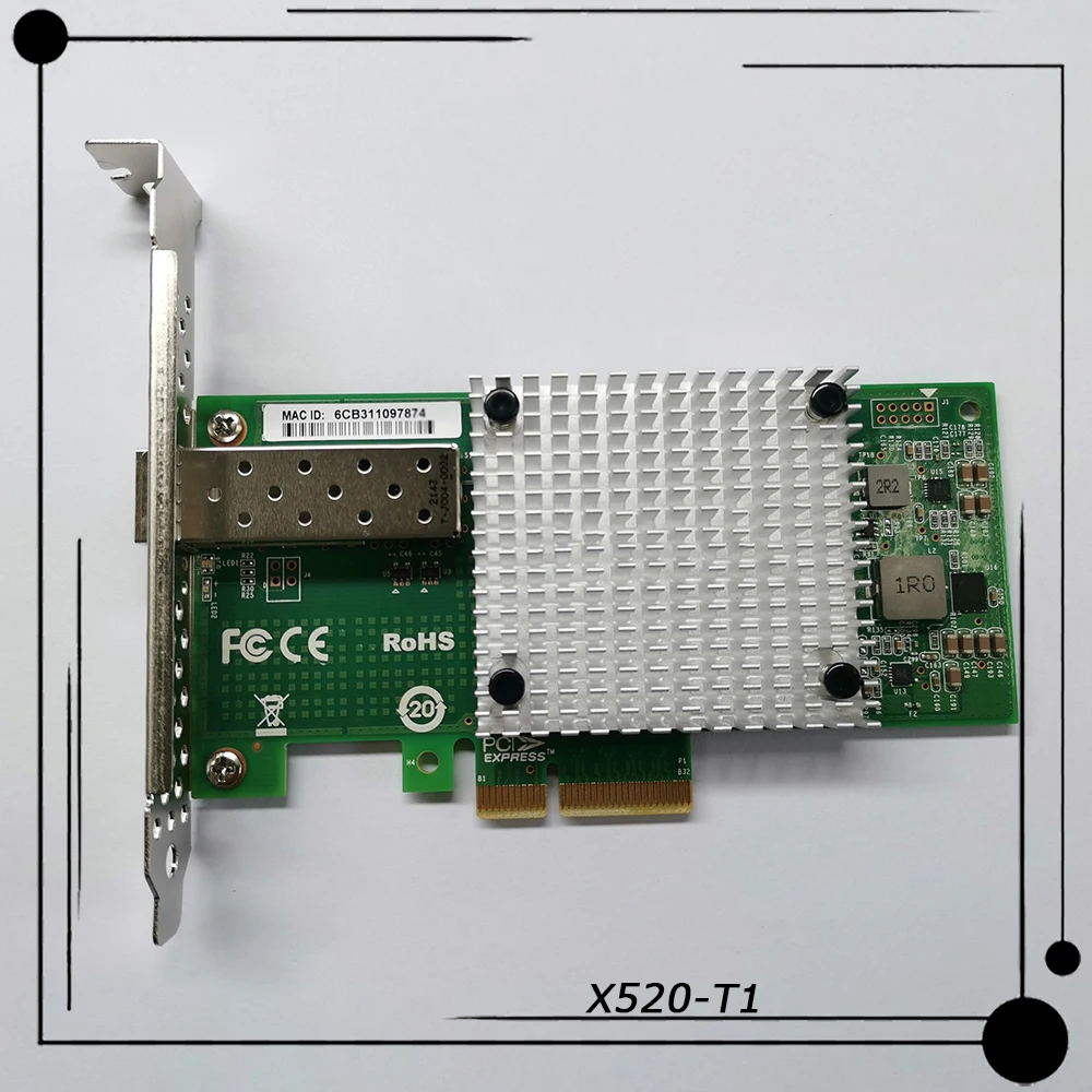 Para o Inter, X520 PCIE X4 PCI-E X8 10 Gigabit Única Porta do Servidor de Placa de Rede NIC X520-T1