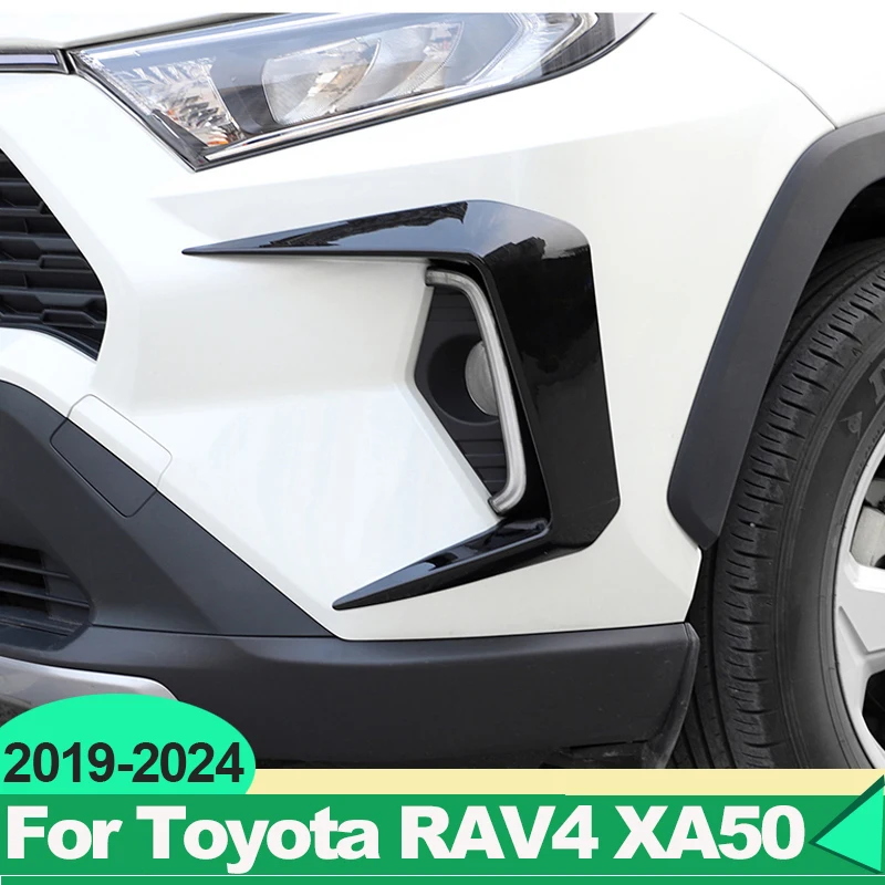 Para Toyota RAV4 XA50 2019 2020 2021 2022 2023 2024 RAV 4 Carro Híbrido Luz de Nevoeiro da Frente da Tampa da Lâmpada Spoiler Sobrancelha Moldura Tiras de Guarnição