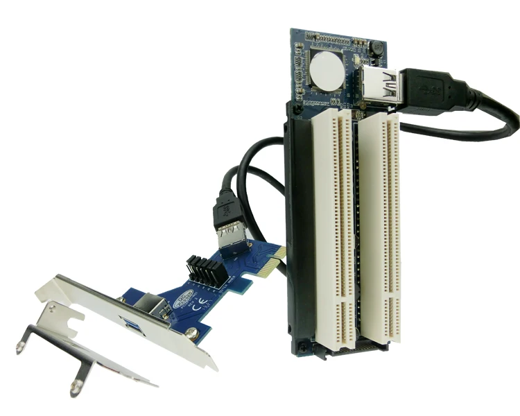 PCI-express x1 PCIe 2 Adaptador PCI Roteador Dual slot PCI Riser Card usb3.0 perfil baixo suporte de