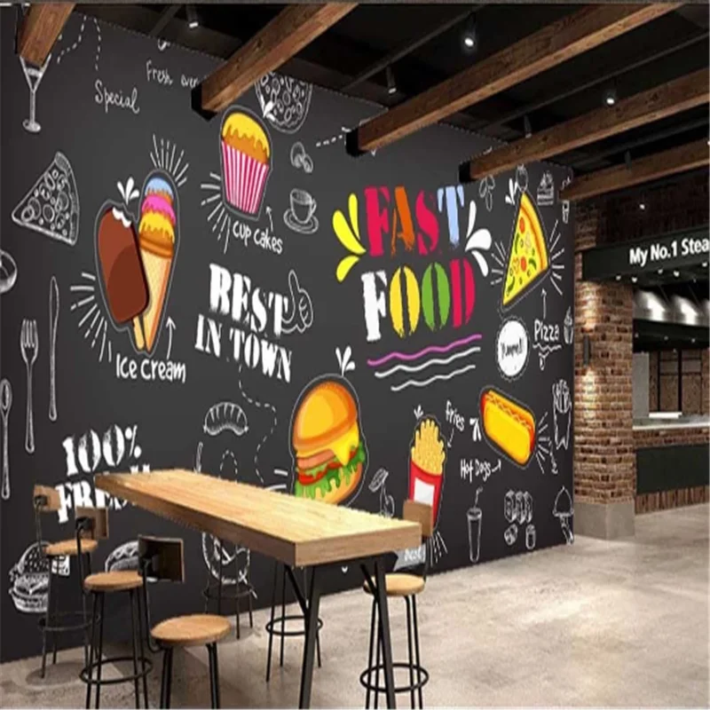 Personalizado pizza, Hambúrgueres Restaurante de Fundo Mural de papel de Parede 3D Snack-Bar Hamburger Ocidental de Fast Food de Hot Dog Papel de Parede 3D