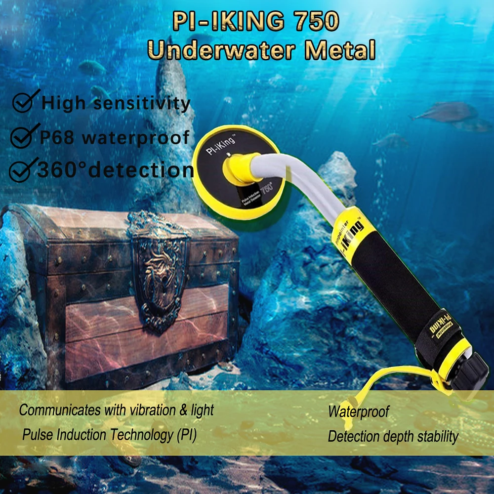 PI750 Totalmente à prova de água Detector de Metais Gold Digger Kit 100feet/30m de Mergulho Submarino Oceano Lago de Alta Sensibilidade de Indução de Pulso