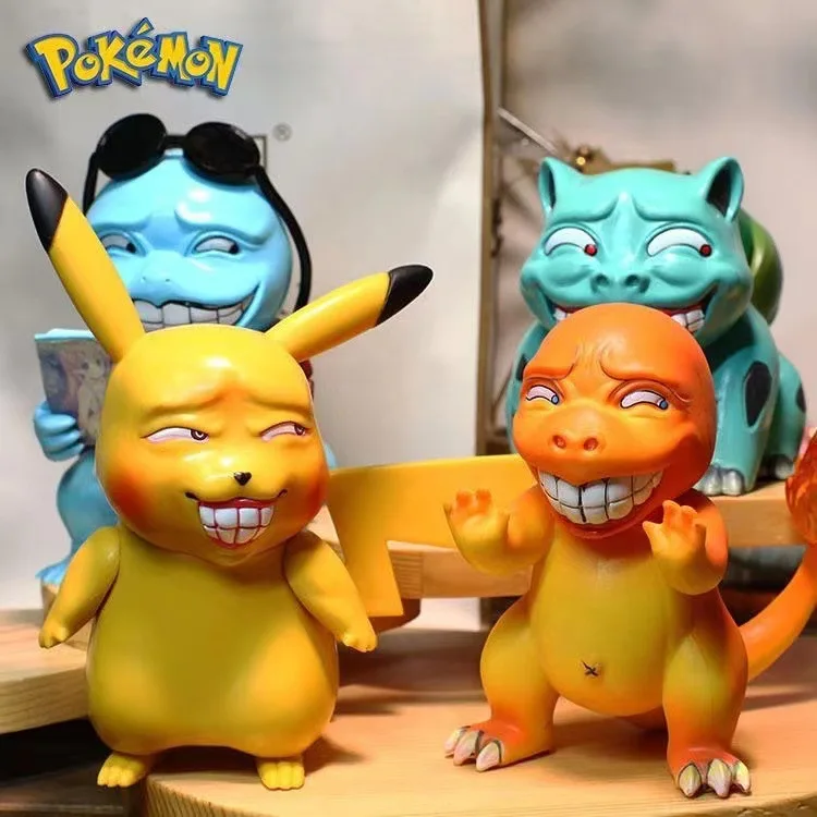Pokemon Engraçado Engraçado Freak Pikachu, Bulbasaur Charmander Esquilo PVC Anime Figura de Ação do Modelo de Boneca Brinquedo infantil Presente