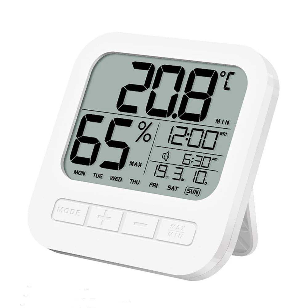 Portátil Viajar Relógio Despertador Digital com Termômetro Higrômetro de Criança Quarto de gases com efeito de Temperatura Medidor de Umidade