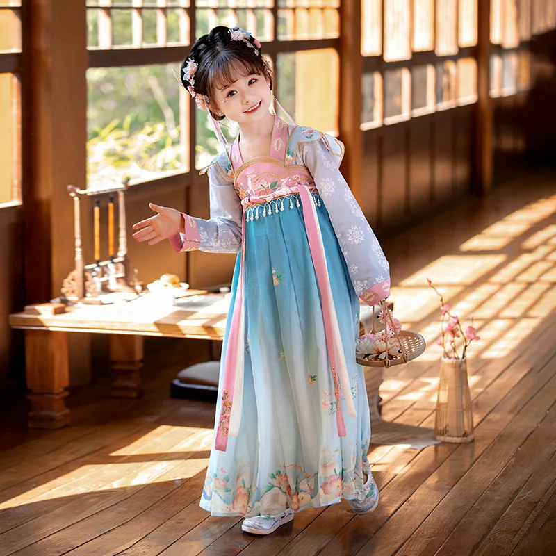 Primavera Novo Chinês Tradicional Vestido De Lixo Menina 2023 Moda Azul Fino Melhoria Do Bordado De Fadas Luxo Modesto Noite Saia