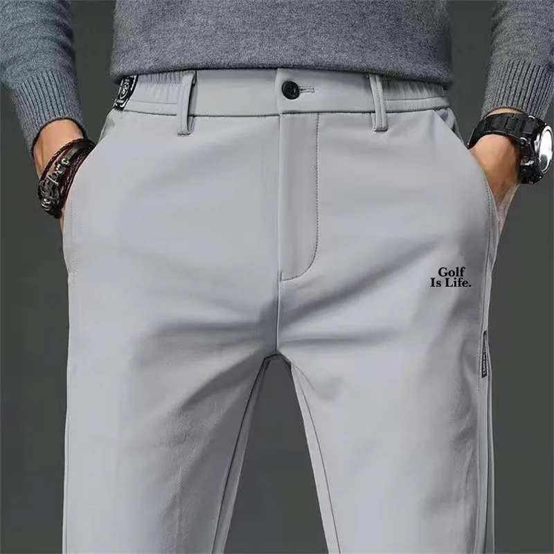 Primavera Outono de Calças de Golfe de Homens Coreia Moda Elástica de Golfe Vestir Calças masculinas Esportes Calças compridas Trabalho informal Calças de Tecido de Poliamida