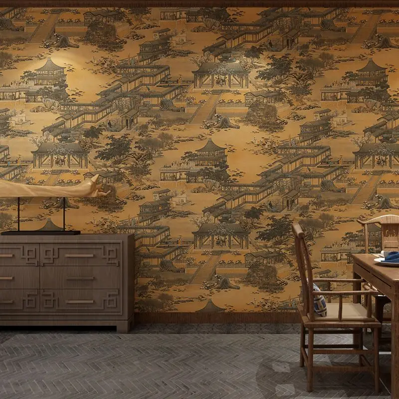 Qingming Riverside 3D papel de Parede de Estilo Chinês, Mural para a Sala de estar, Quarto, Decoração de Papel de Parede da casa de chá, Restaurante de Decoração de Casa