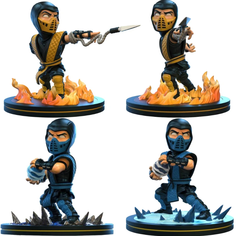 QMx Quantum Mechanix Mortal Kombat Scorpion, Sub-Zero e Q-Fig 4 polegadas de Brinquedo de Presente Coleção Hobby