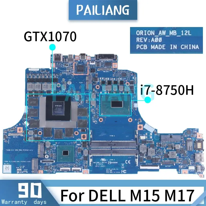 QRIQN-AW-MB-12L Para DELL M15 M17 Laptop placa-Mãe CN-0CNR45 0CNR45 CNR45 Notebook placa-mãe i7-8750H GTX1070 N17E-G2-A1 DDR4