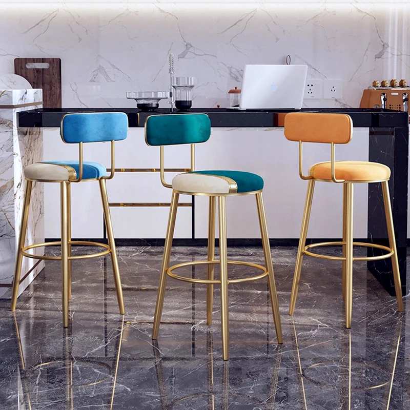 Reforçar A Barra De Cadeira De Metal Europeu Encosto De Cadeiras De Recepção Minimalista Do Designer De Cozinha Taburetes Altos Interior Mobílias