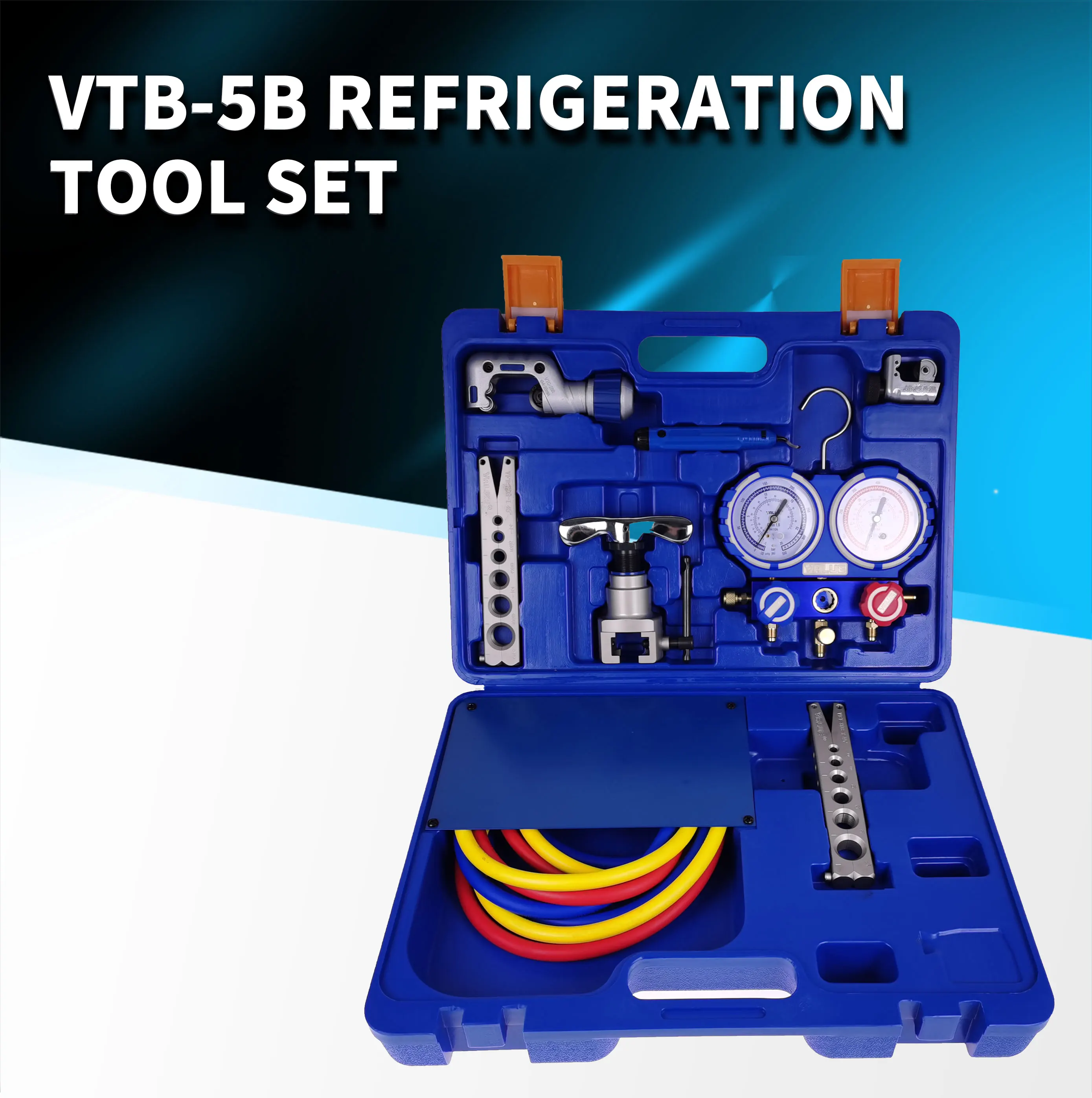 Refrigeração Integrado queima de kits de ferramentas VTB-5B Refrigeração da ferramenta de conjunto Expansor conjunto com medidor de pressão do líquido refrigerante de R410A