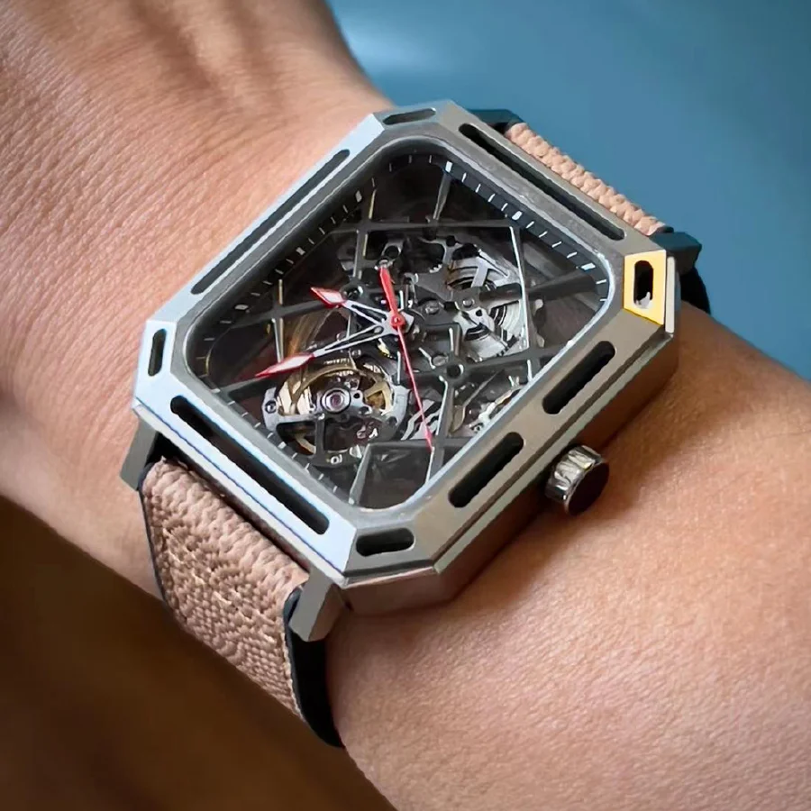 Relógio De Luxo Homens Automática Modificada Mecânica Relógios De Edição Limitada Retângulo De Esportes Relógios MysteriousCode Relógio Personalizado
