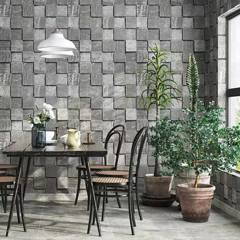 Retro Nostálgico Imitação de Telha Tijolo de papel de Parede 3D Grade de Cimento Textura do papel de Parede Mural Industrial Loft Loja de Roupas Café em Casa