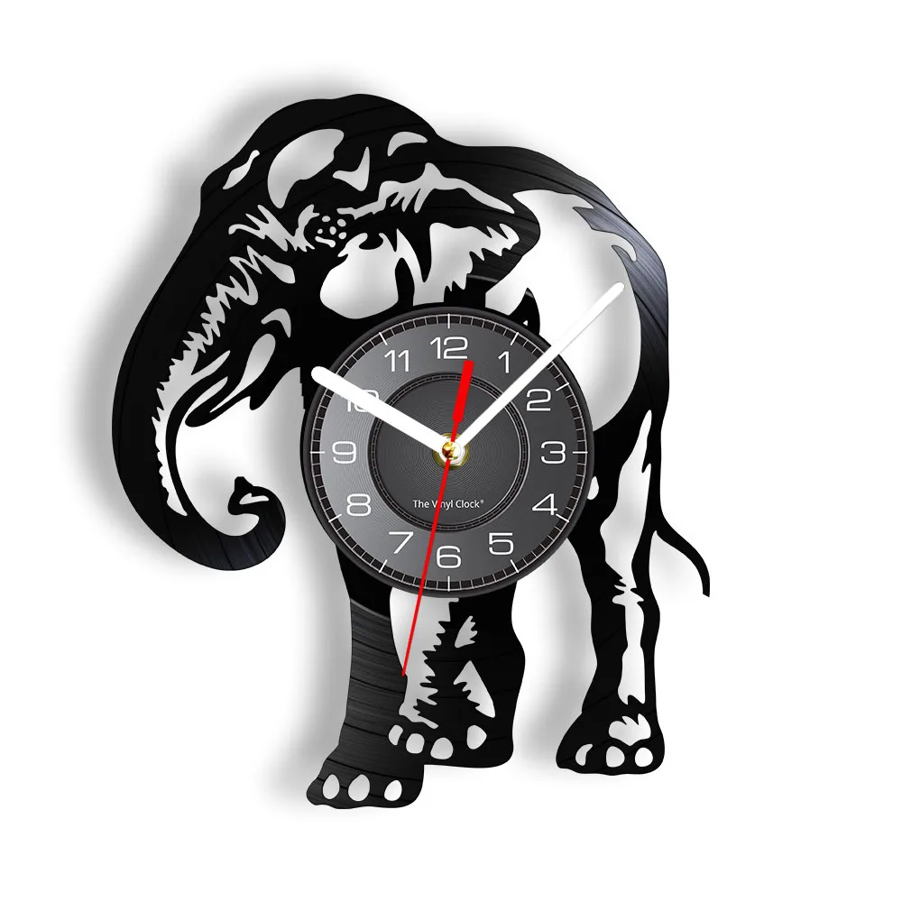 Safari Vida Selvagem Elefante De Corte A Laser Toca-Discos De Música Registro Relógio De Parede Animal Africano De Vinil Disco Artesanato Artesanato Álbum Relógio