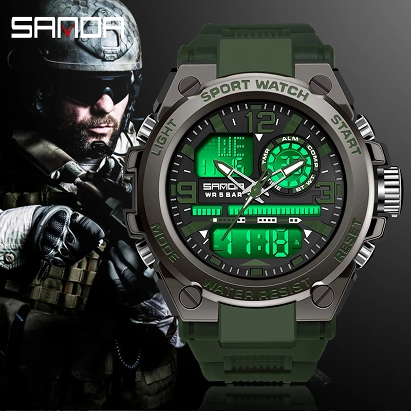 SANDA 6024 2023 Marca de Topo dos Homens Relógios 5ATM Impermeável Esporte Militar relógio de Pulso Relógio de Quartzo para Homens Relógio Relógio Masculino