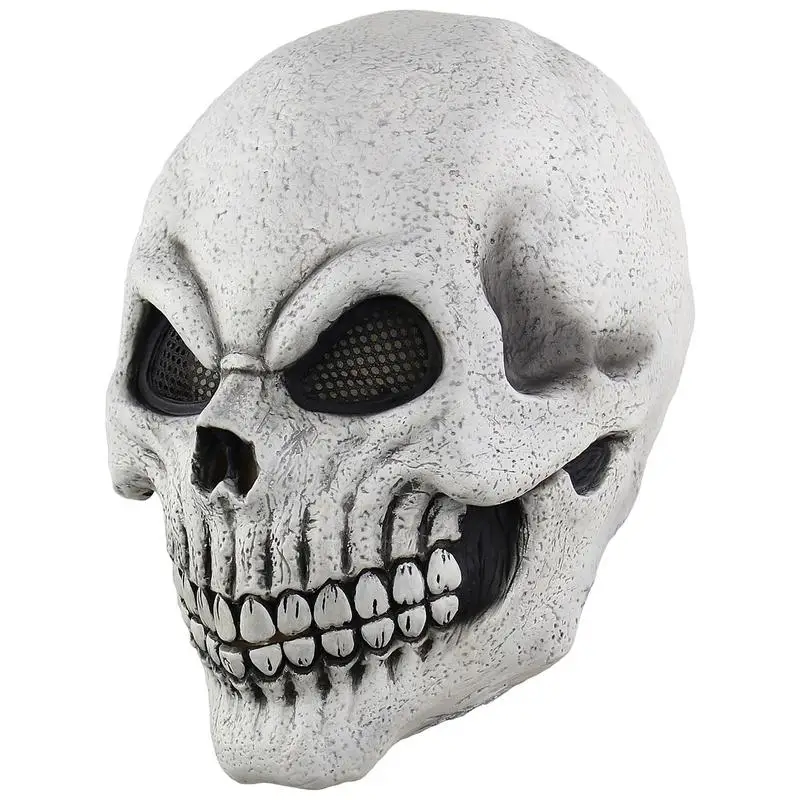 Scary Halloween Face Cover Assustador Cabeça Cheia Crânio Headwear De Látex Acessórios Do Traje Realista Esqueleto Cabeça Cosplay Adereço