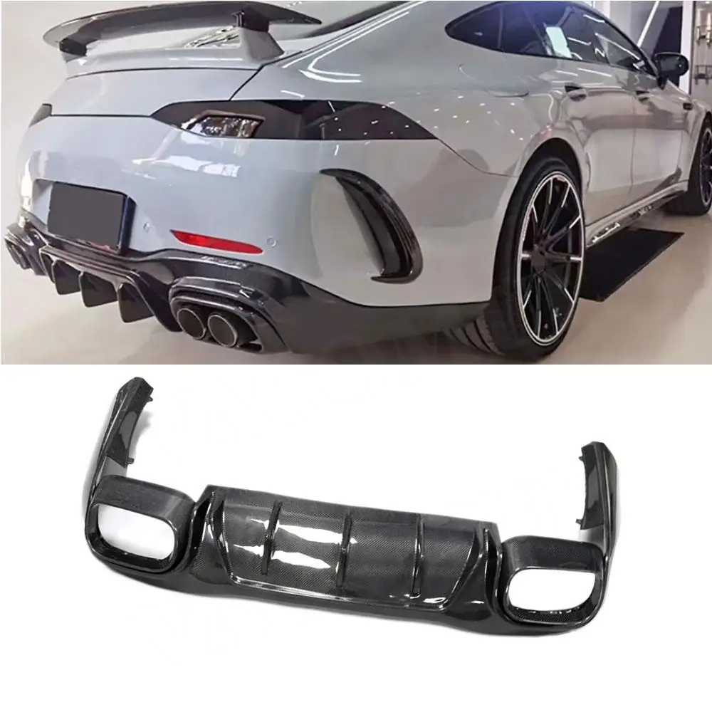 Seco de Carbono Carro pára-choque Traseiro Lábio Difusor e Spoiler Para o Benz AMG GT63 GT63S 4 Portas 2019-2023 Traseira Lábio Estilo Carro
