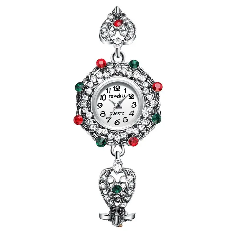Senhoras Elegantes Relógios de Pulso das Mulheres Strass Analógico Pulseira Relógio de Quartzo Mulheres Relógio de forma Jóia do Vintage Reloj Mujer