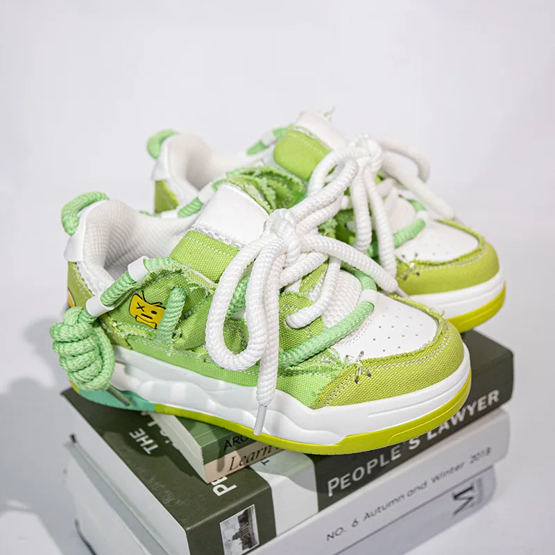 SHANPA Abacate Verde Mulheres de Luxo Tênis de Lona Moda Esporte Cartoon Atlético Sapatos de Plataforma Designer Casual Senhoras Calçado