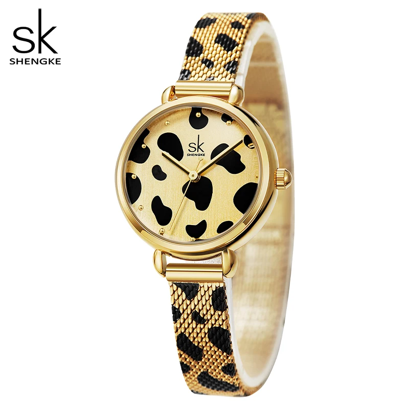 Shengke Mulheres Novos Relógios de Ouro Leopard Sexy de Discagem Com Qualidade Japonesa movimento de Quartzo Para a Noite de Festa do Clube Relógio Feminino