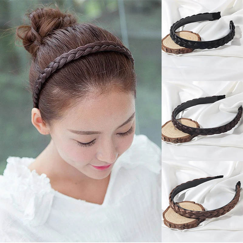 Sintético Meninas De Trança De Fita Trançada Cabeça De Cabelos Entrançados Mulheres Hairband