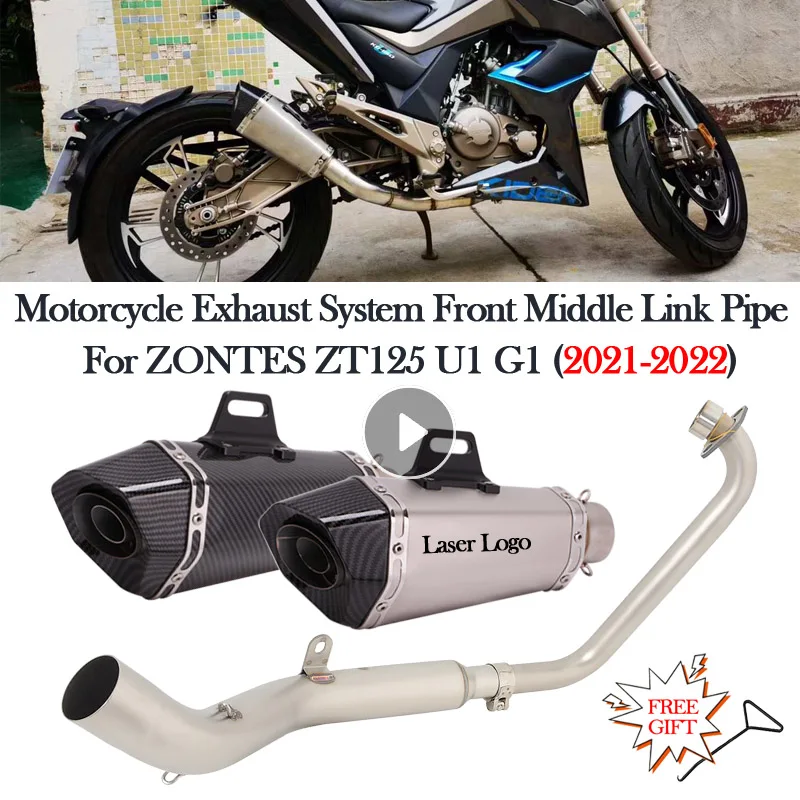 Sistema completo Para ZONTES ZT125 U1 G1 2021 2022 Moto GP de Escape Catalisador DB Killer Escape de Moto, Escapamento Frontal Médio de Ligação de Tubos