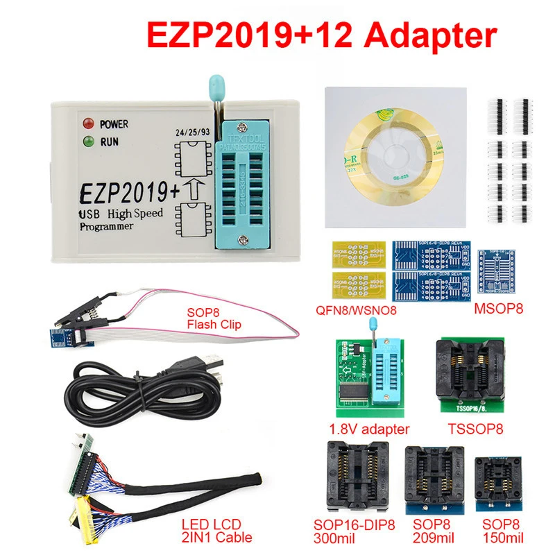 Spi Programador Flash 24/25/93 Bios 25t80 Pequena de Alta Qualidade Fácil De Transportar de Alta velocidade Componentes Eletrônicos Adaptador Ezp2019