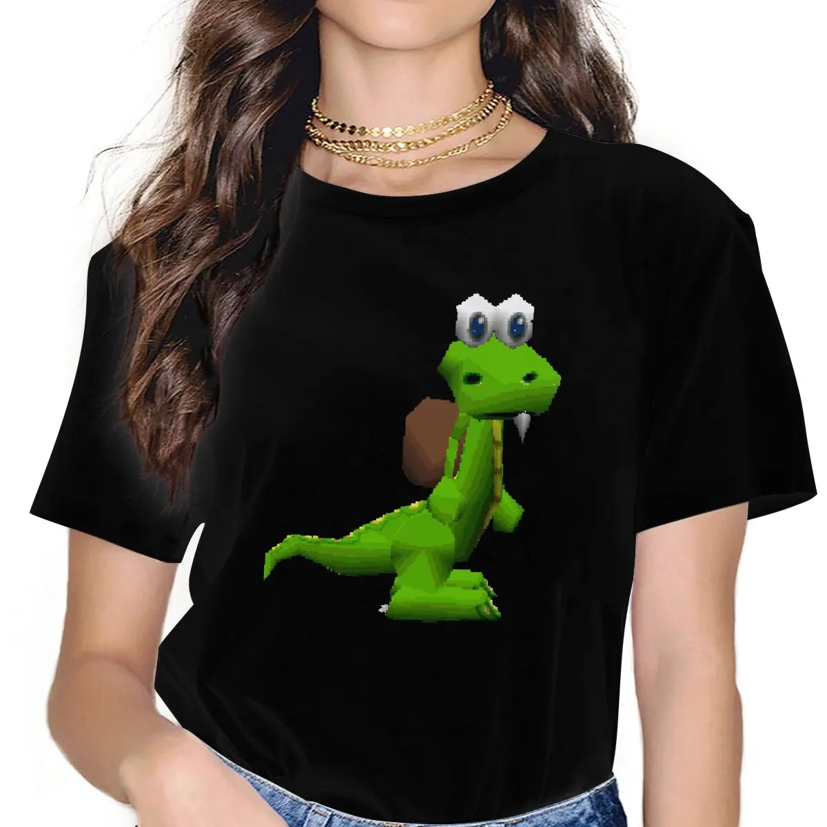 Spyro the Dragon Croc Unisex T-Shirt Goth Femmes Tees de Verão, Roupas de Poliéster Crewneck TShirt