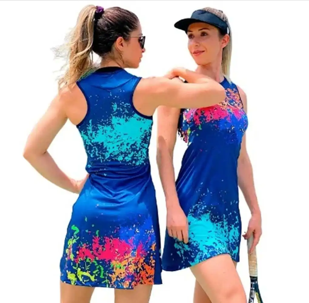 Summer Beach Tennis Dress Vestido Feminino Sem Mangas Vestido De Esportes Esportes Em Equipe Saia De Tênis