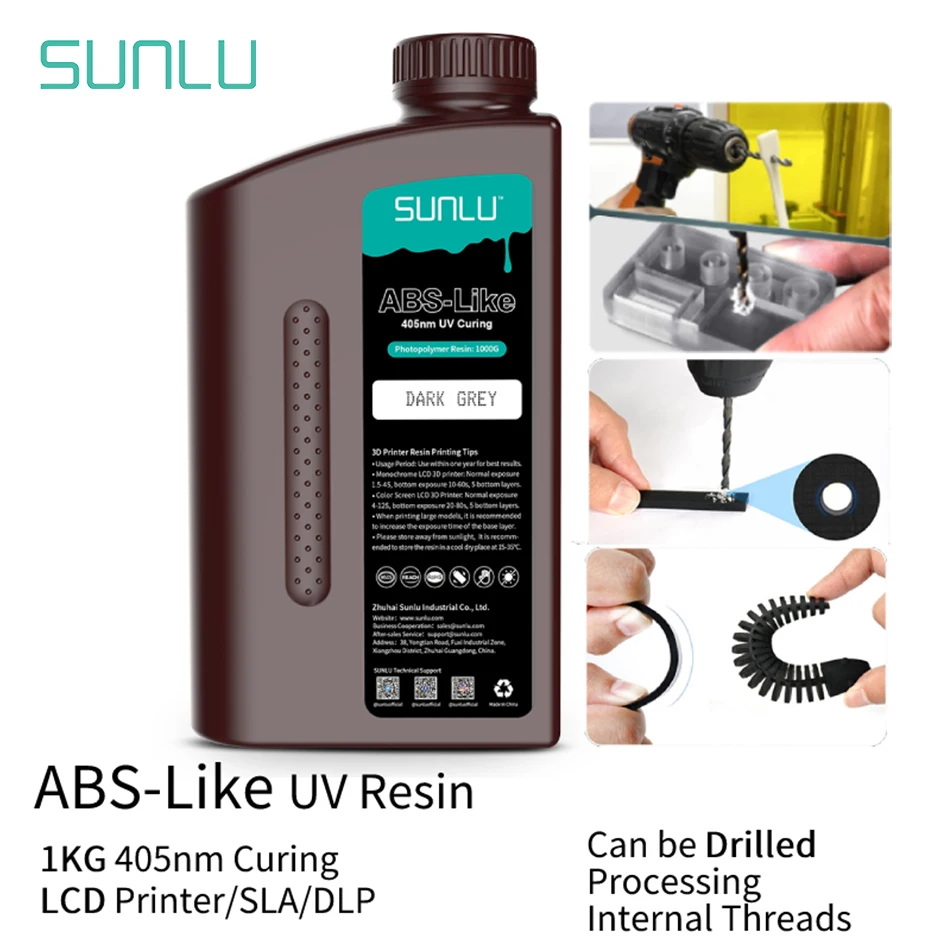 SUNLU Resina 405nm de Cura UV ABS-Como Fotopolímero LCD Impressora Líquido de 1 kg Pode Perfurados Processados Interno Segmentos de Alta Dureza
