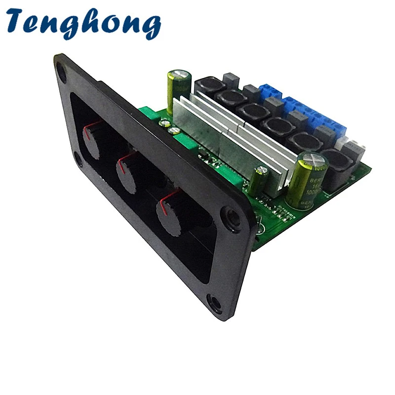 Tenghong TPA3116D2 Digital Amplificador de Potência de Áudio, Placa de 2 x 50W+100W 2.1 Subwoofer, Amplificadores de Som, Amplificador Com Painel de 15-25