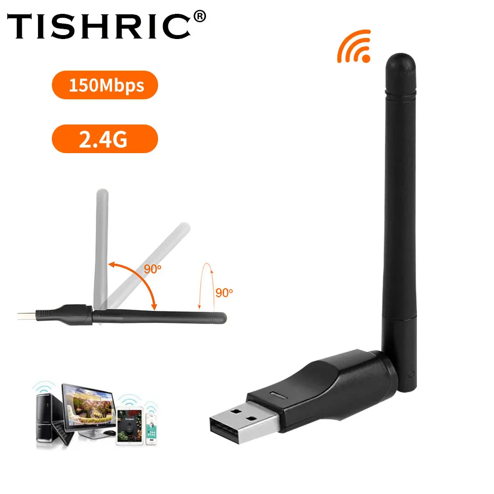 TISHRIC de Wifi USB Adaptador 8188 Placa de Rede sem Fio 150 mbps Antena USB2 .0 802.11 n/g/b Ethernet Para PC Desktop Laptop Windows
