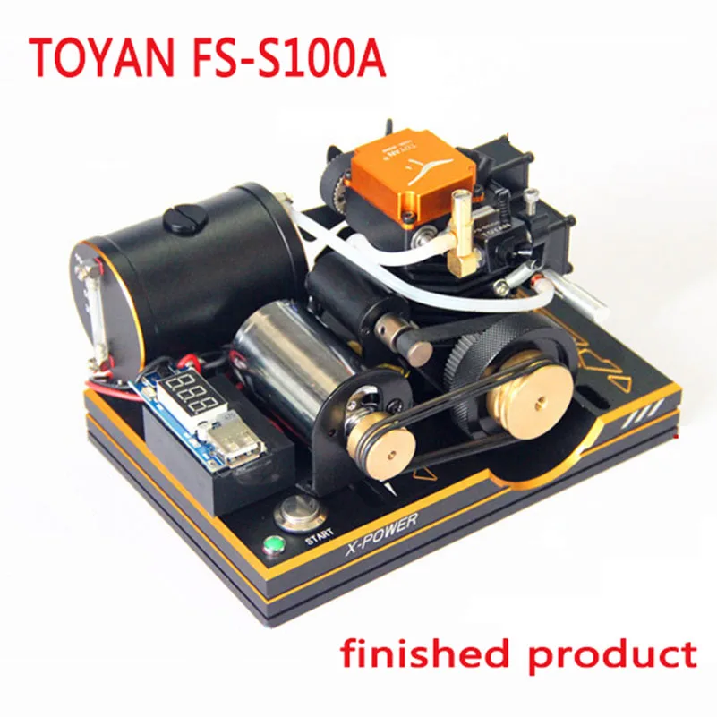 TOYAN FS-S100A Mini Motor de 4 tempos de Modelo 12V Gasolina, Metanol Gerador CC com USB Carregador do Telefone Display Digital Mecanismo de Brinquedos