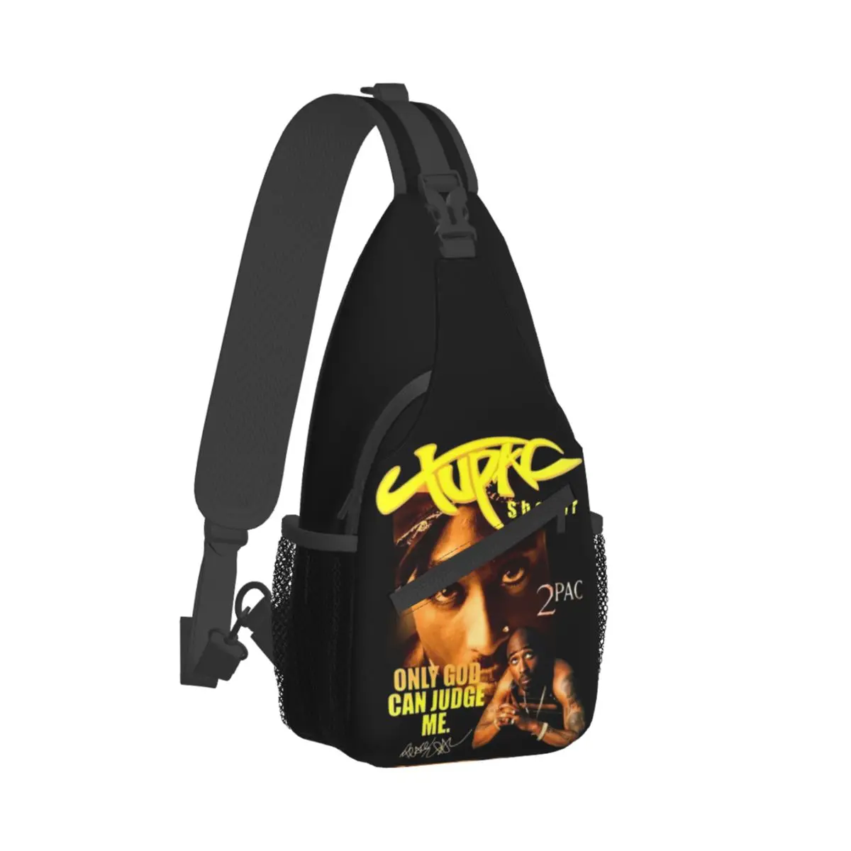 Tupac 2PAC Crossbody Sling Bag duplo Peito Pequeno Saco de Rap Hip Hop Música de Ombro Mochila Mochila para Viagem de Caminhadas, Camping Satchel