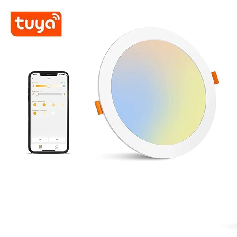 Tuya Smart 6 Polegadas Ultra-Fino LED Recessed a Luz de Teto,1800K~6500K CCT Selecionável,Alto Brilho, Inteligente Retrofit Downlights