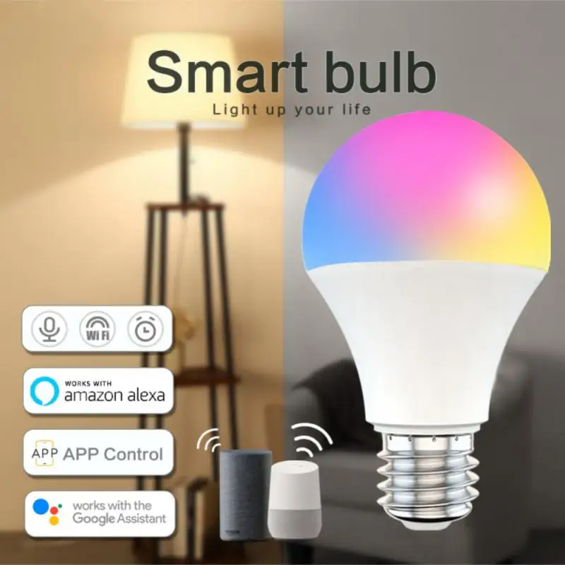 Tuya wi-Fi Smart Luz do Bulbo 9W E27 B22 E26 Dimmable Mudança de Cor RGB+CCT Smartlife App de Controle Remoto Funciona Com Alexa Inicial do Google