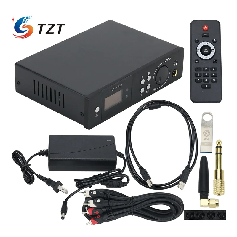 TZT Bluetooth 4.2 DAC USB Amplificador de fones de ouvido hi-fi DAC Decodificador com Painel Preto Um 9038Q2M Chip