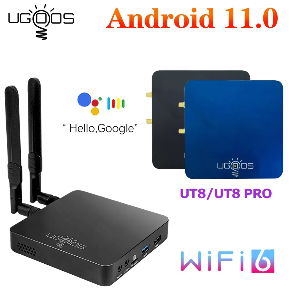 UGOOS UT8 PRO CAIXA de TV Android 11.0 DDR4 8GB de RAM, 64 GB de ROM RK3568 WiFi6 1000M Media Player BT Voz Remoto 4G 32G VS AM6B Plus