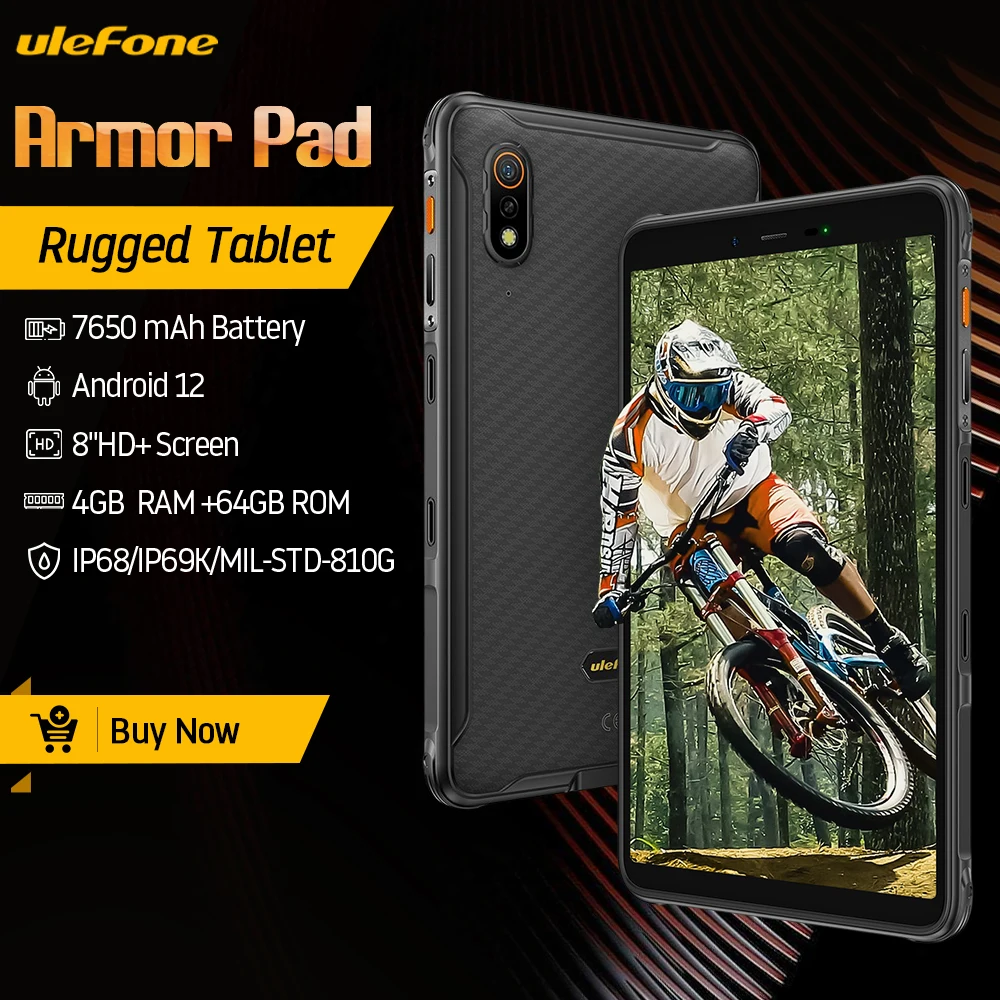 Ulefone Armadura Pad Tablet Robusto IP68/IP69K 4G Tablet Android, Telefone, 4GB de RAM +64 GB ROM, Câmera de 13MP