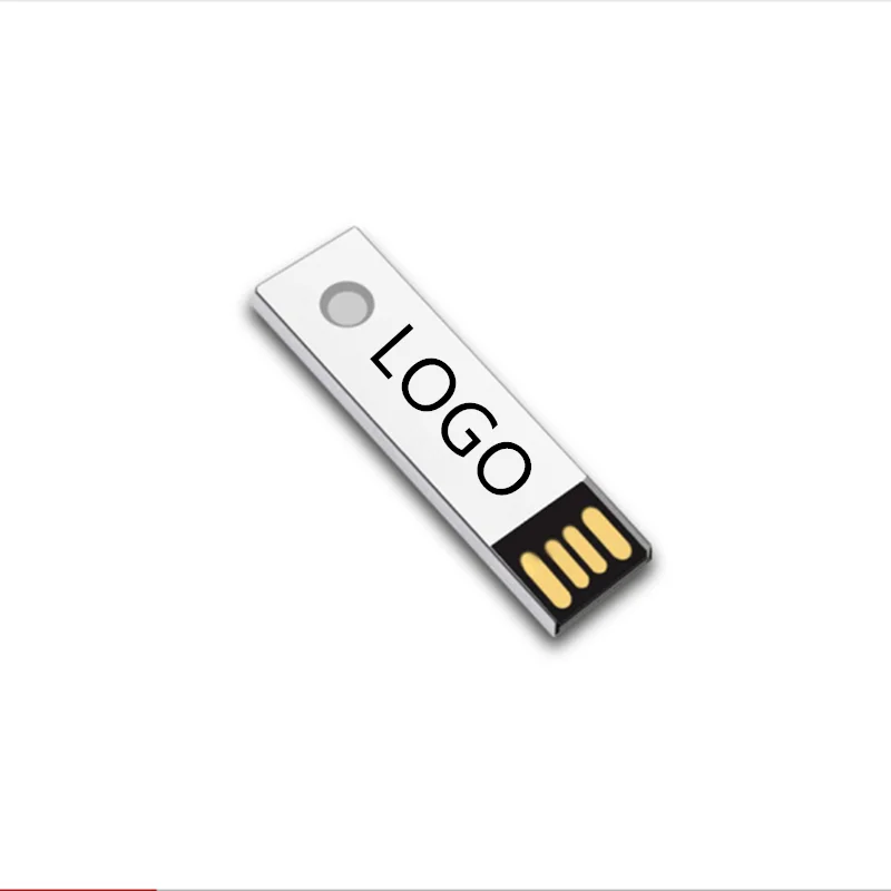 Ultra-fina de Metal Flash Drive Personalizado LOGOTIPO USB 2.0 de um Stick de Memória Flash em Disco de 2GB 4GB 8GB 16GB 32GB 64GB