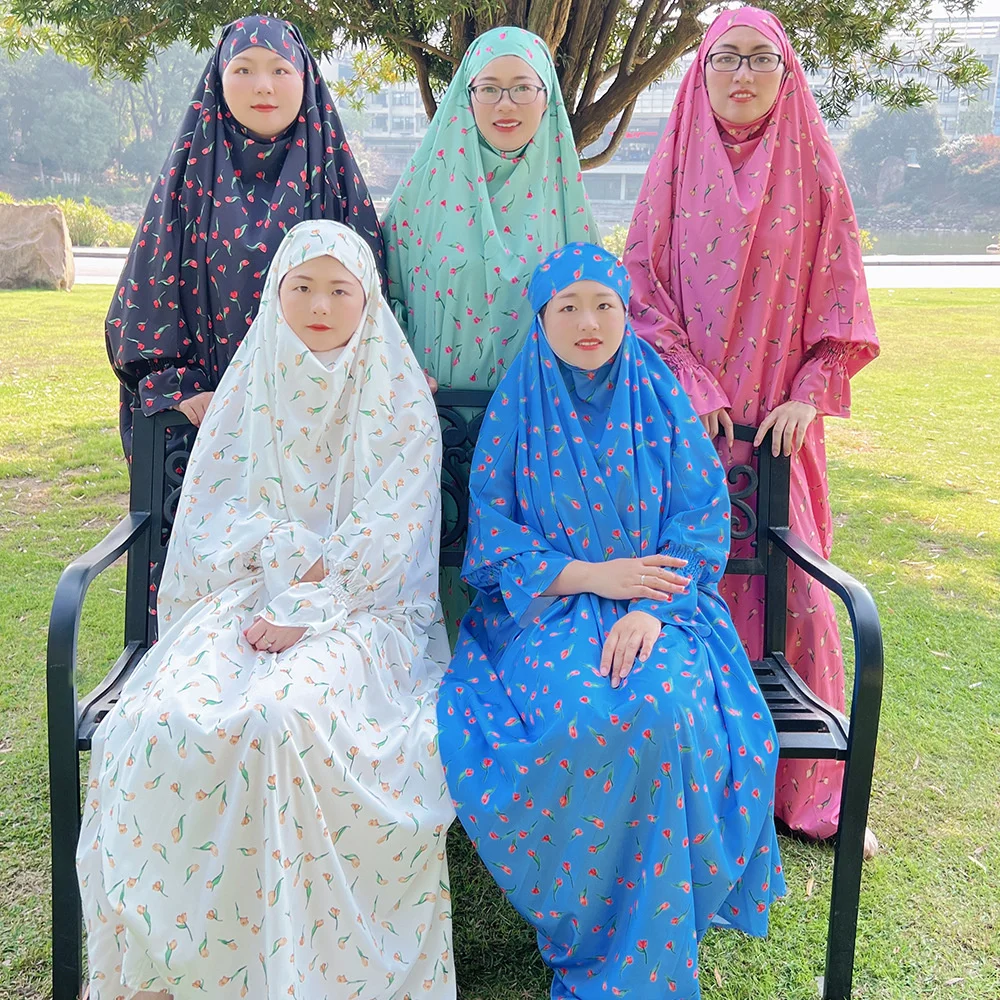 Uma Peça Amira Khimar Com Capuz Mulheres Muçulmanas Abaya Burca Maxi Vestido Modesto Jilbab Eid Ramadã Kaftan Burca Islâmica Veste Roupas