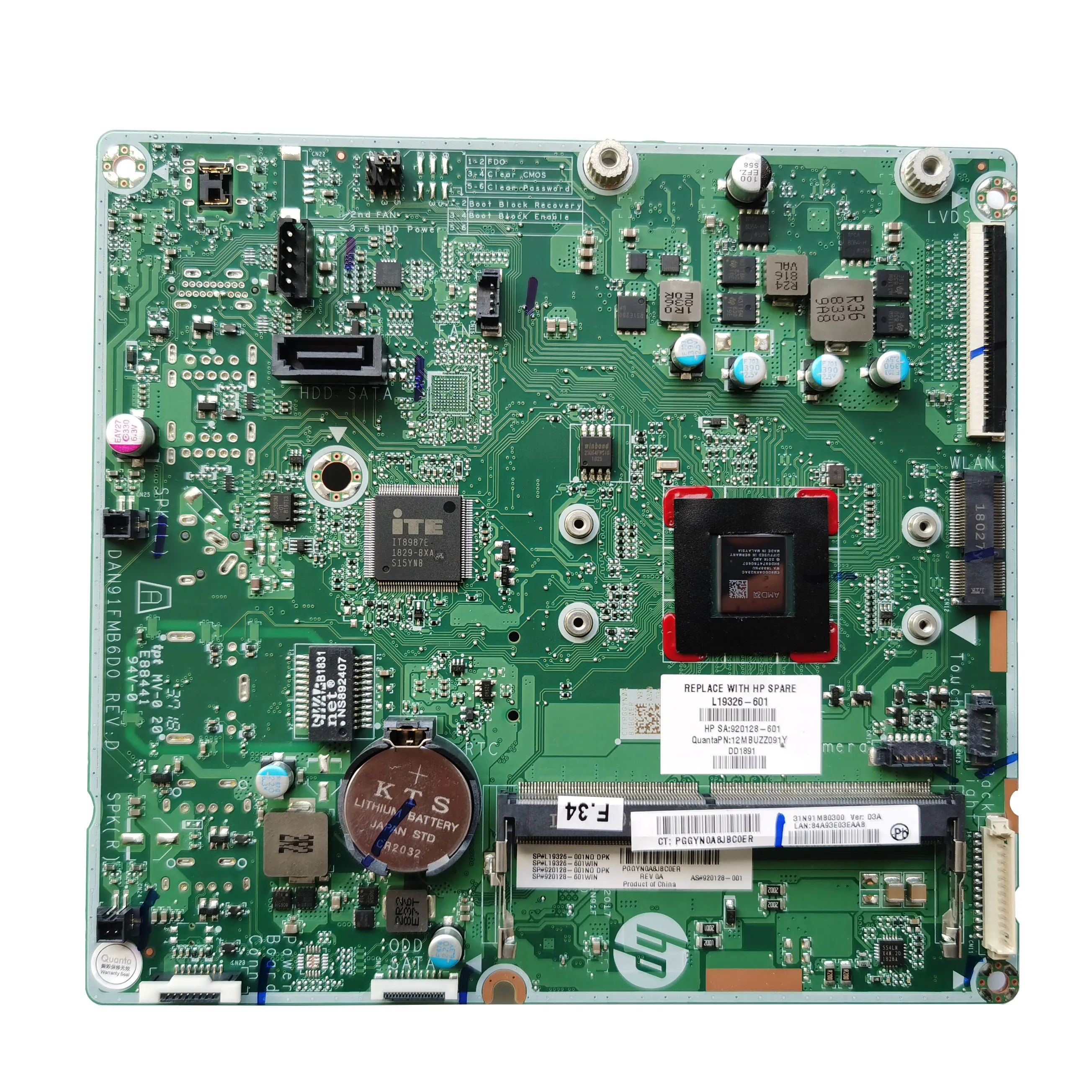 Usado Para HP 205 G3 20-c320l AIO placa-Mãe DAN91FMB6D0 L19326-601 920128-001 920128-601 E2-9000 DDR4 100% Testado