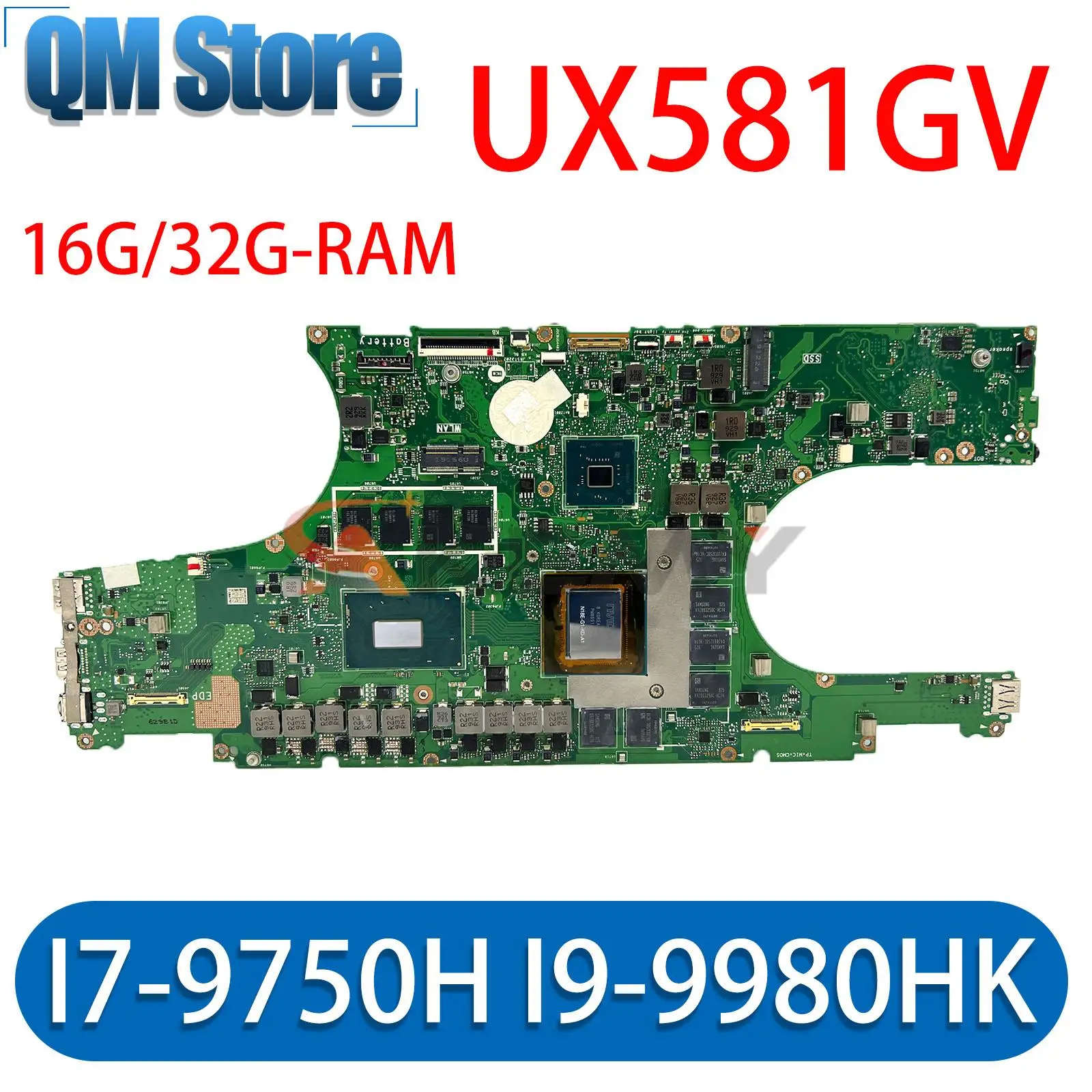 UX581G placa-mãe Para ASUS Zenbook Pro Duo UX581 UX581GV Laptop placa-Mãe I7-9750H I9-9980HK RTX2060/6G 16G/32G-RAM