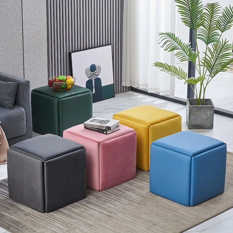 Venda quente DO Cubo de Rubik Fezes Multifuncional, Sala de estar, Cinco-Em-Um Banquinho Nórdicos Pequeno Apartamento Mesa de Jantar de Armazenamento de Fezes