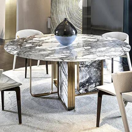 Venda quente mesa de Mármore, mesa-redonda grande villa móveis de luz em mármore de luxo tabela