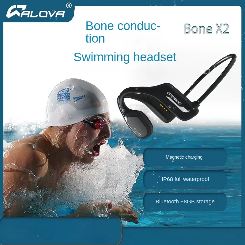 Verdadeiro osso condução de natação não de ouvido Bluetooth fone de ouvido sem Fio de esportes fone de ouvido Bluetooth
