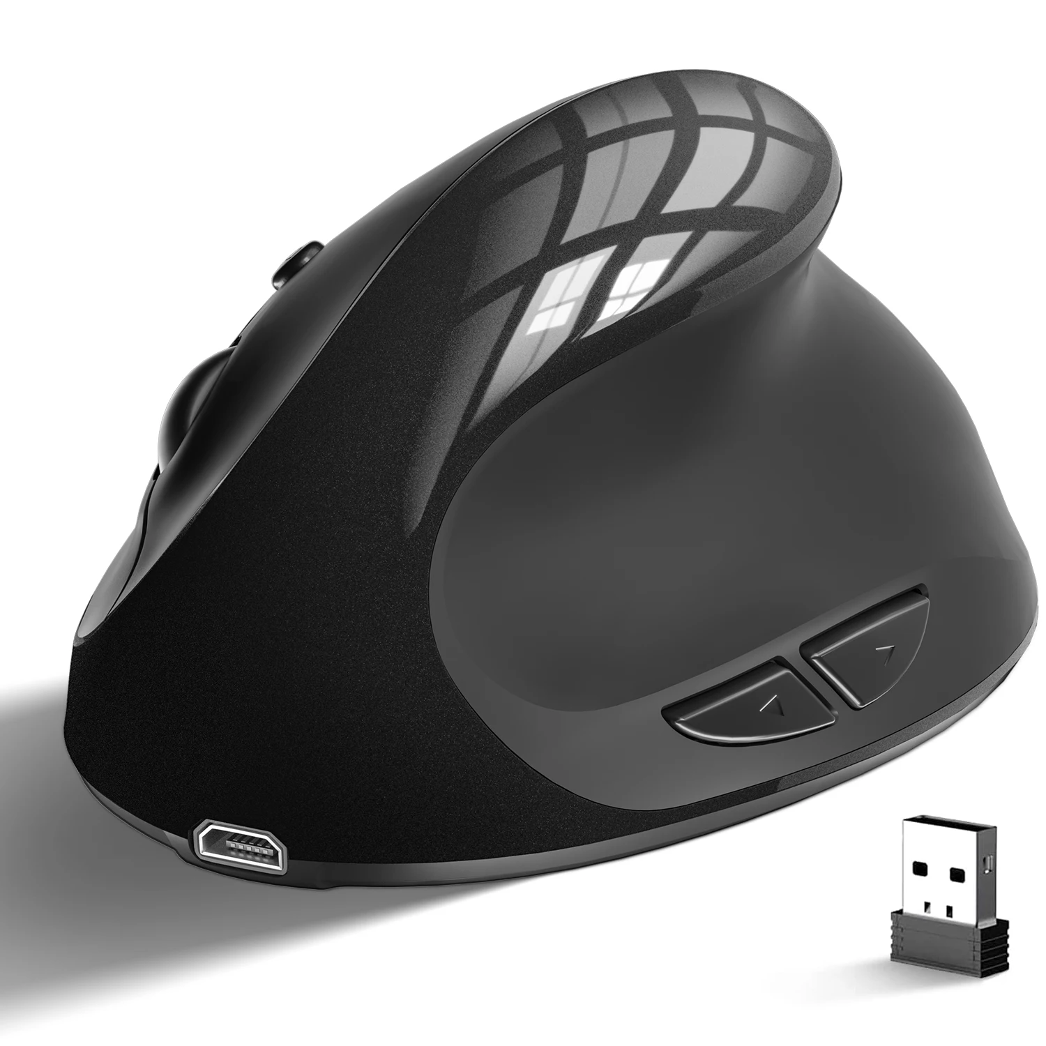 Vertical Mouse Ergonômico SGEYR Recarregável 2.4 G sem Fio Mouse Óptico com 3 Ajustável 800-1200-1600 DPI para a área de Trabalho do PC
